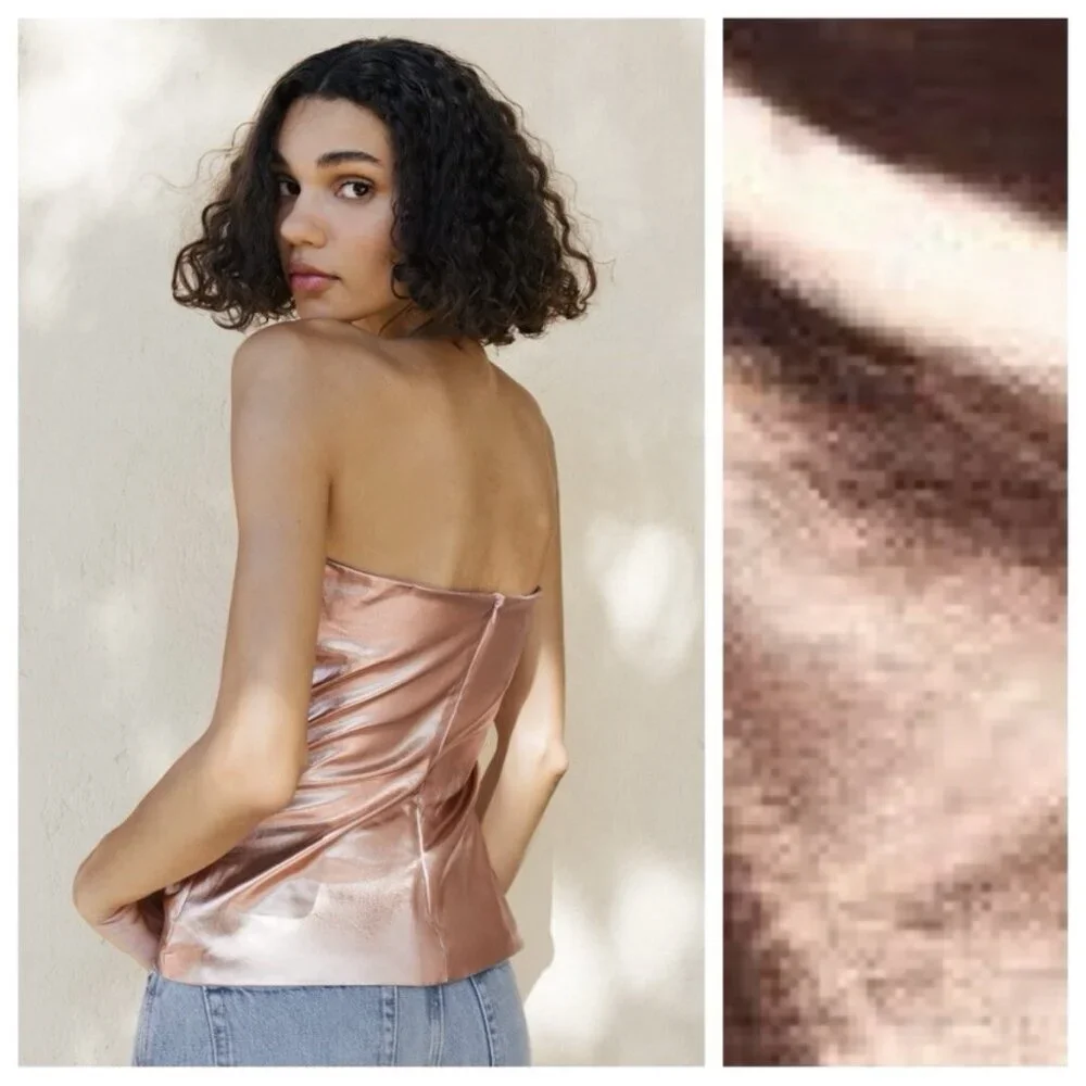 Zara Women's Bronze Metallic Off-Shoulder Strapless Top Size S - Small - NWT - Picture 16 of 16
